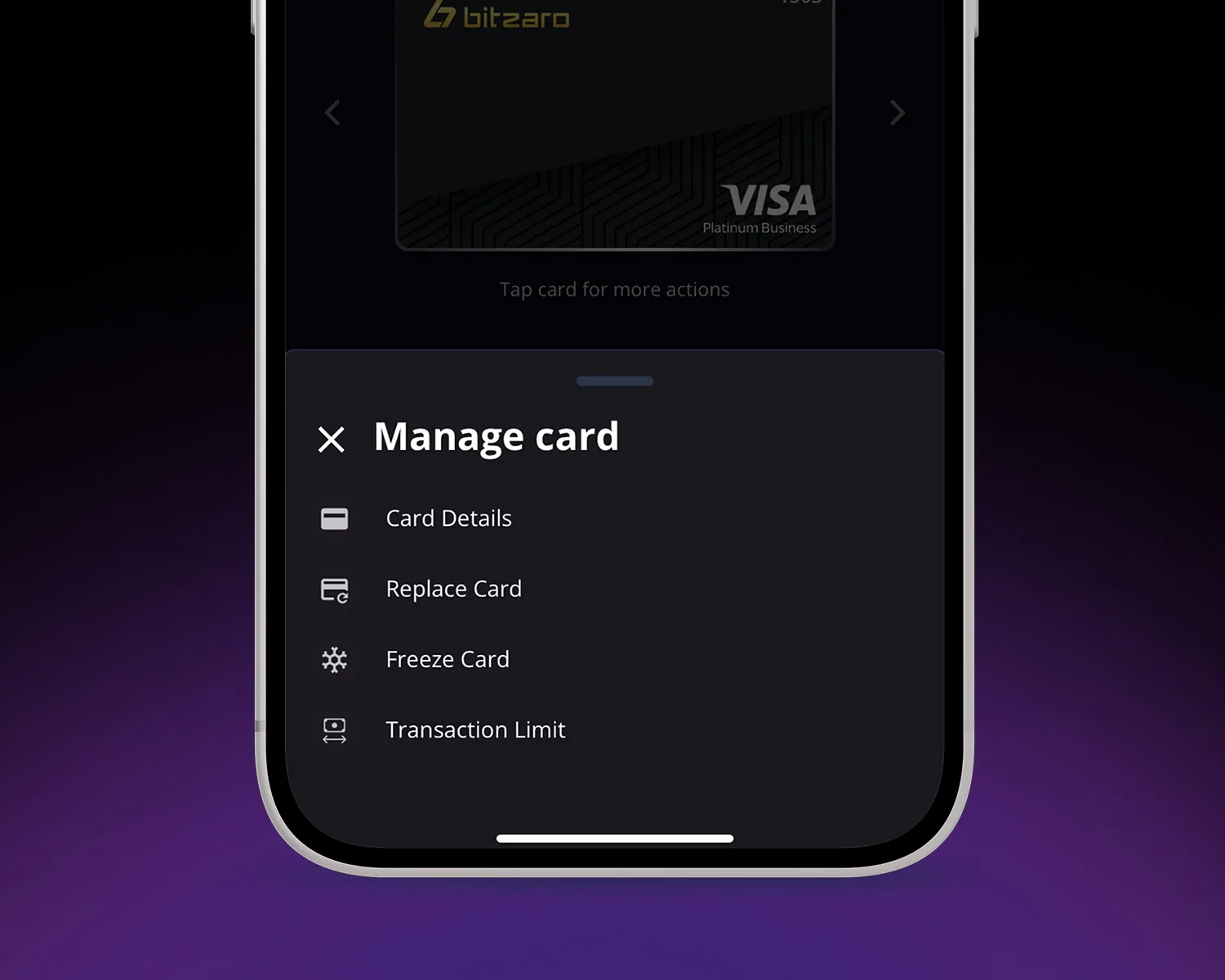 Spending limits and card controls in the Bitzaro Wallet
