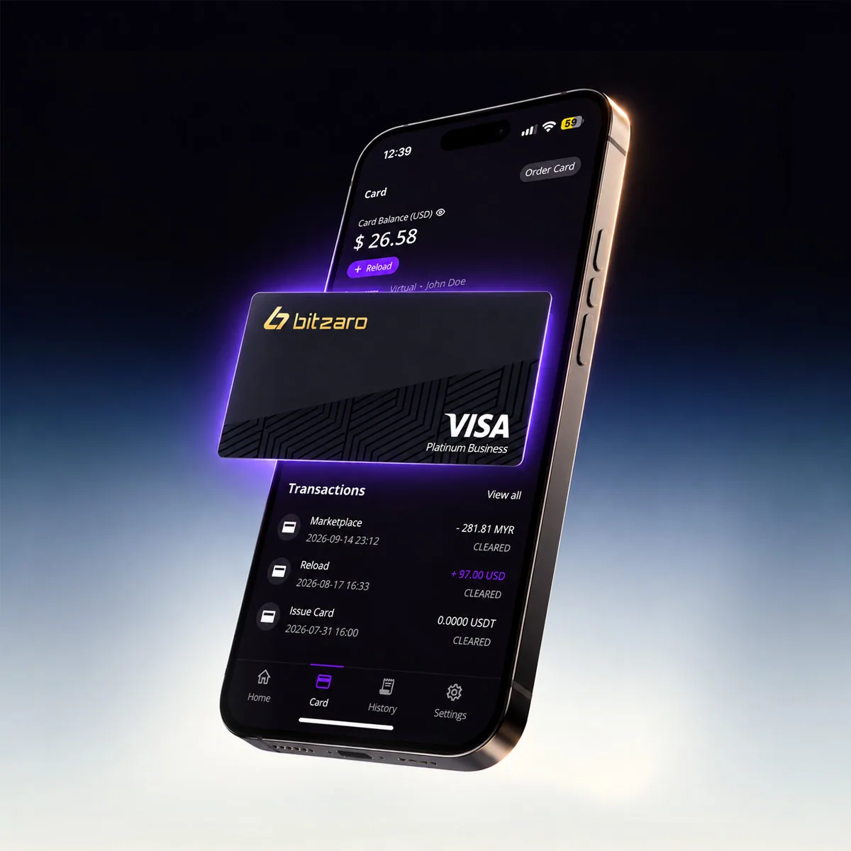 Bitzaro virtual card